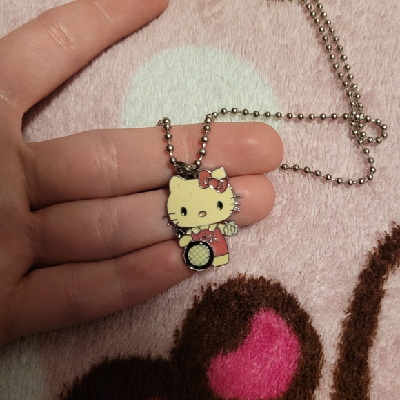 Sanrio Hello Kitty I Love Tennis Sports Pendant Necklace Silver Jewelry One Size - Picture 2 of 6